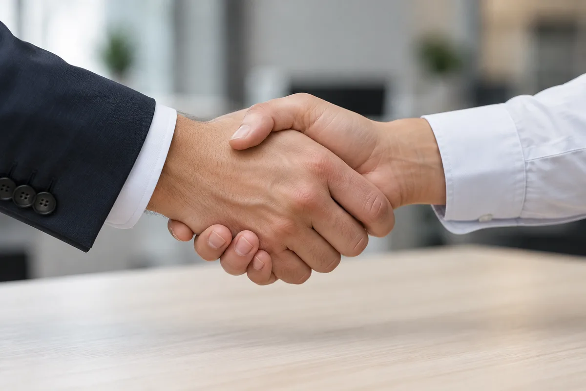 Poignée de main en gros plan à la fin d’un entretien de recrutement