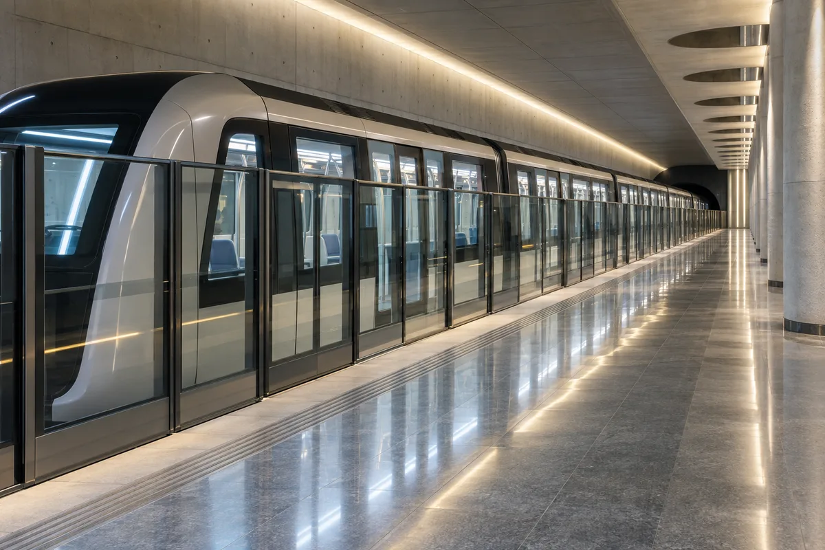 Rame de métro automatique à quai dans une station rennaise